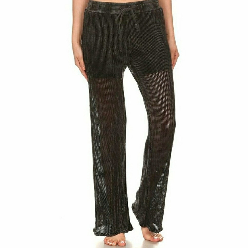 New T PARTY Mineral Washed Mesh Fishnet Pants